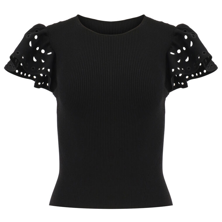 Edith Ruffle Sleeve Knit Top image number null