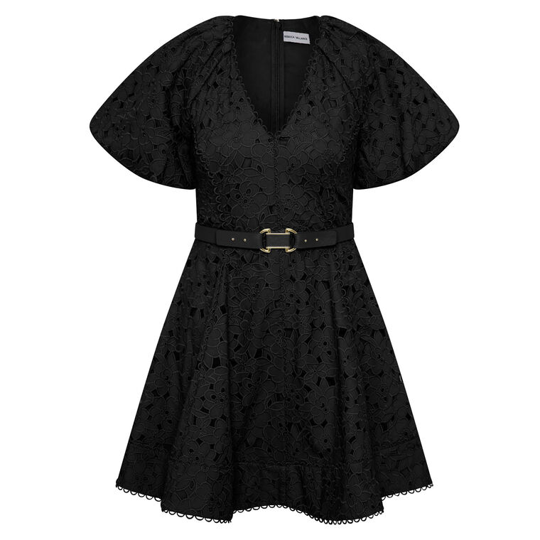 Wilda Short Sleeve Belted Mini Dress image number null