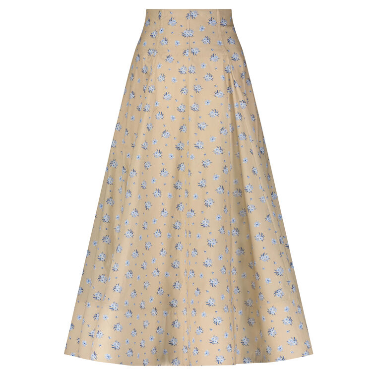 Floral Printed Cotton Parker Midi Skirt image number null