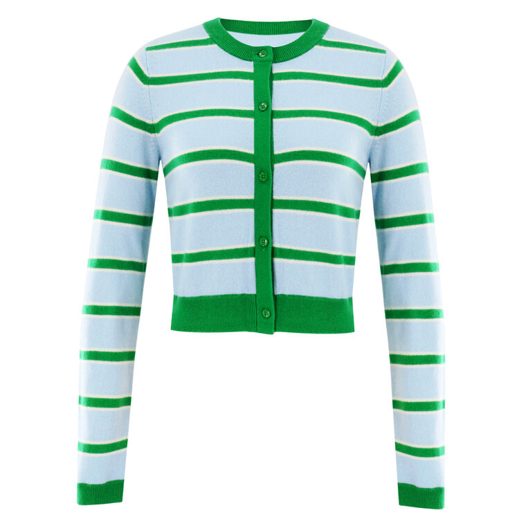 Dollie Striped Long Sleeve Cropped Cardigan image number null