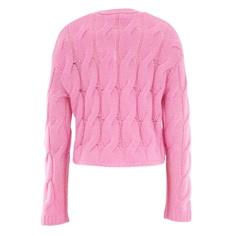 Jolie Long Sleeve V-Neck Cropped Cable Cardigan image number null