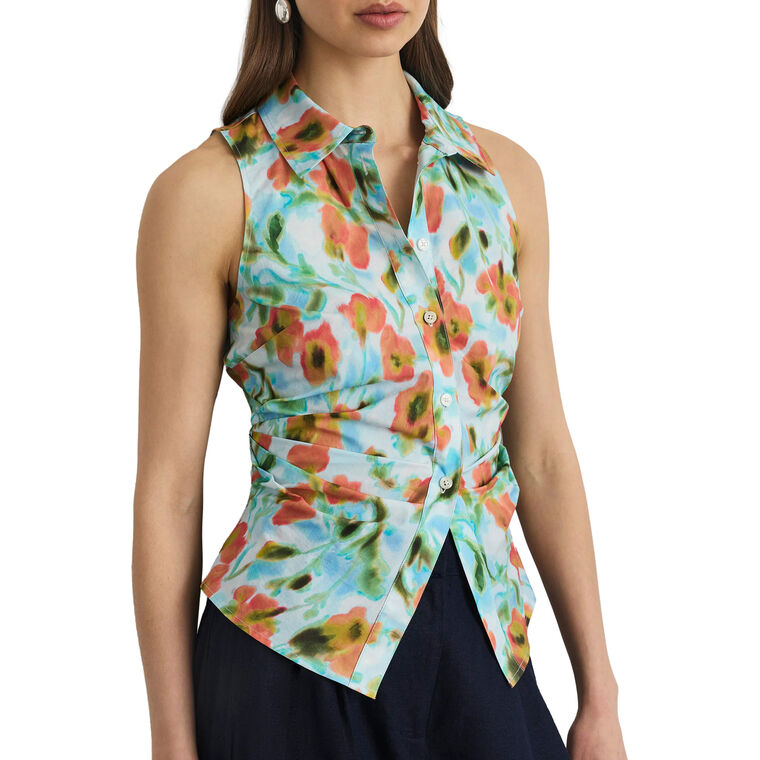 Hannah Sleeveless Collared Cinched Waist Top image number null