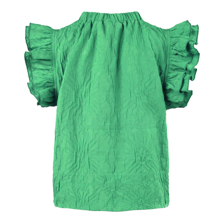 Remy Short Sleeve V-Neck Textured Jacquard Popover Blouse image number null