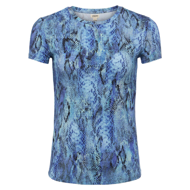 Ressi Short Sleeve Crew Neck Textured Snake Print Tee image number null