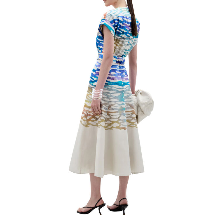 Sakura Cap Sleeve Belted Midi Dress image number null
