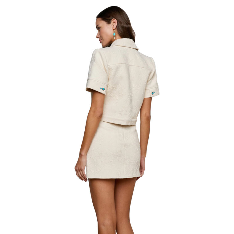 Chita Cropped Short Sleeve Jacquard Jacket image number null