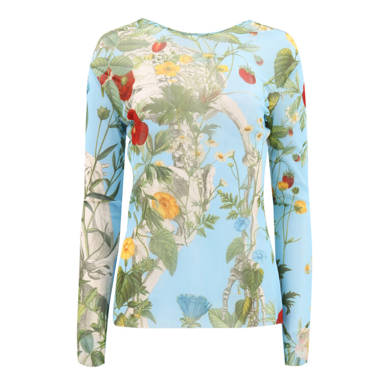 Floral Skeleton Print Mesh Top image number null