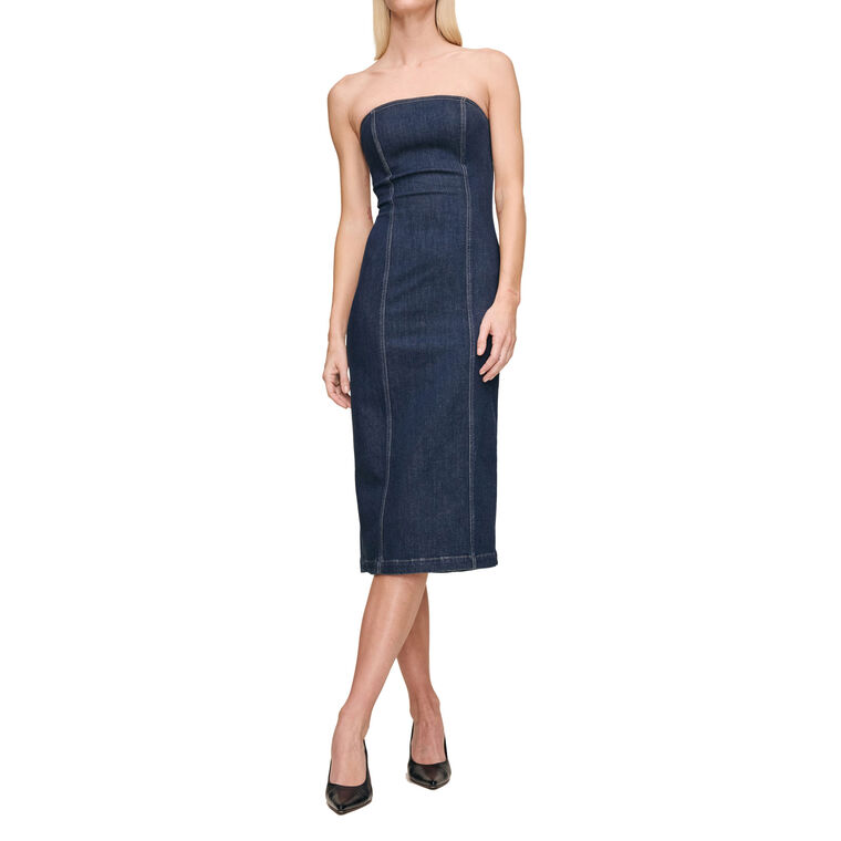 Esme Strapless Midi Denim Dress image number null