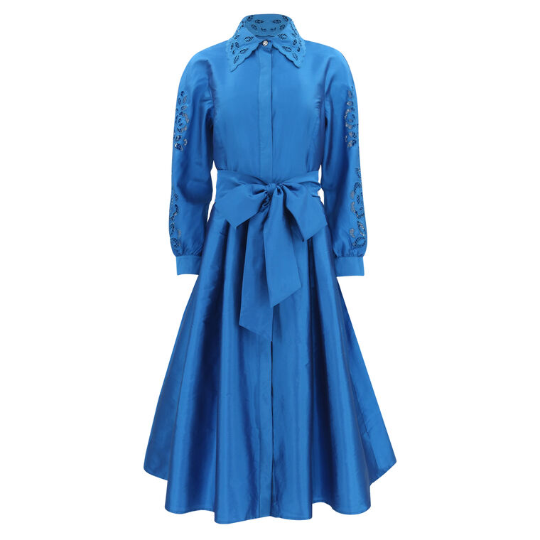 Taffeta Eyelet Cocktail Shirtdress image number null