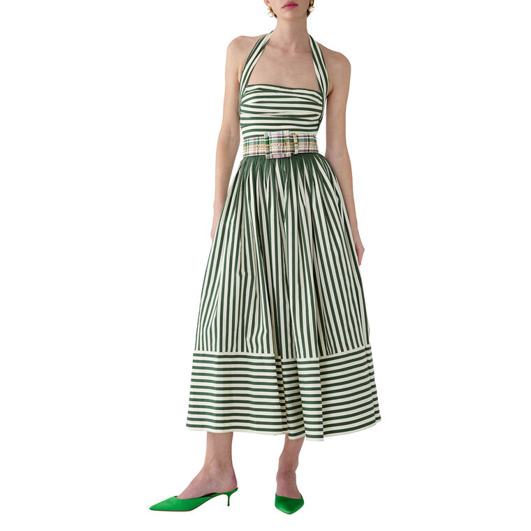 Halterneck Midi Dress With Ruched Bodice image number null