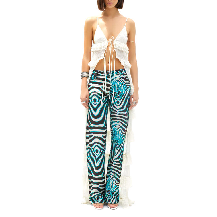 Essie Low Rise Wide Leg Zebra Print Pant image number null