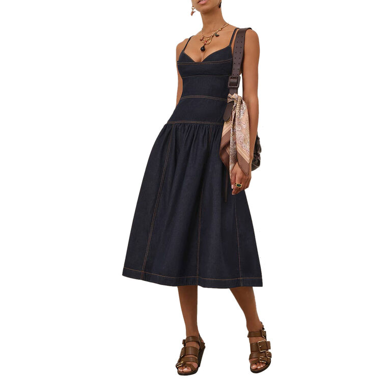 Sleeveless Denim Midi Dress image number null