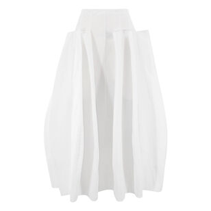 Compact Eco Poplin Pinched Pleat Full Midi Skirt