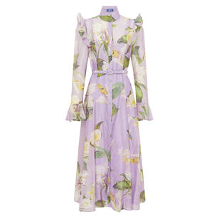 Katrina Butterfly Sleeve Belted Midi Dress