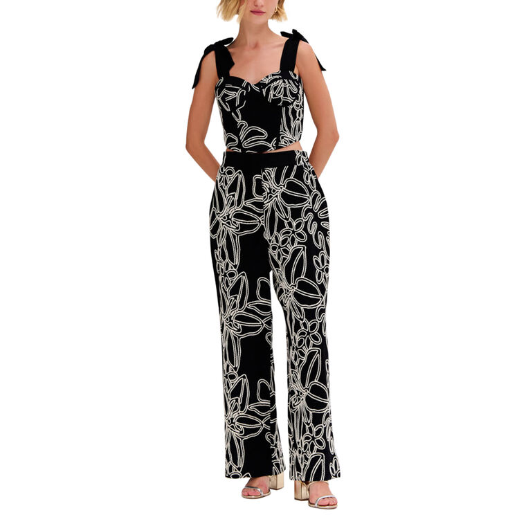 Embroidered Linen Pant image number null