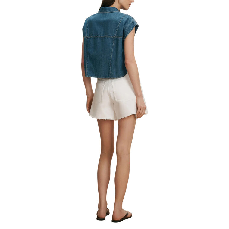 Nestor Cap Sleeve Cropped Denim Top image number null