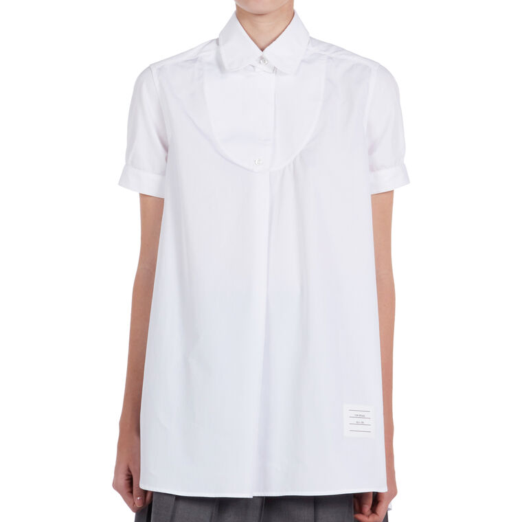 Bib Front Round Collar Button-Up Tunic Shirt image number null