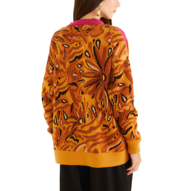 Bold Tiger Buttoned Knit Cardigan image number null