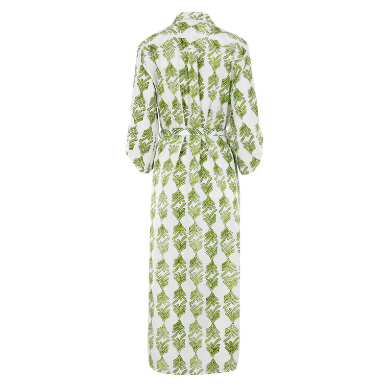 Alex Leaf-Print Midi Shirt Dress image number null