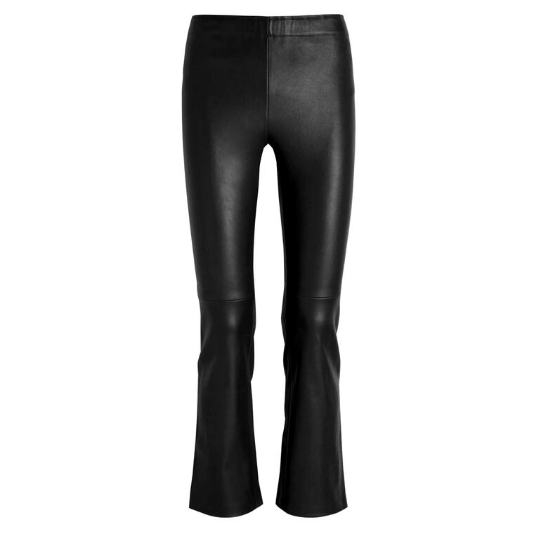 Cropped Flare Leather Leggings image number null