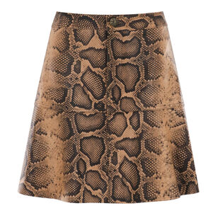 Addie Snake Print Leather A-Line Mini Skirt