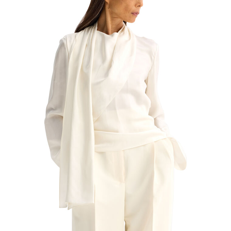 Long Sleeve Silk Foulard Top image number null