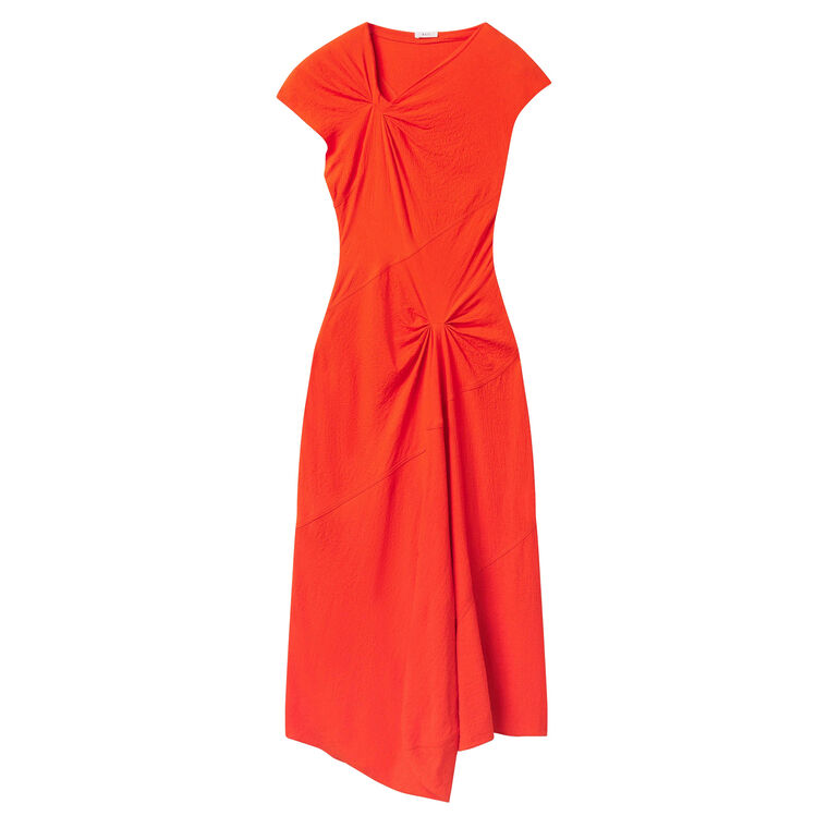 Willa Short Sleeve Textured Crepe Midi Dress image number null