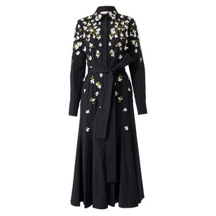 Floral Embroidered Midi Shirt Dress