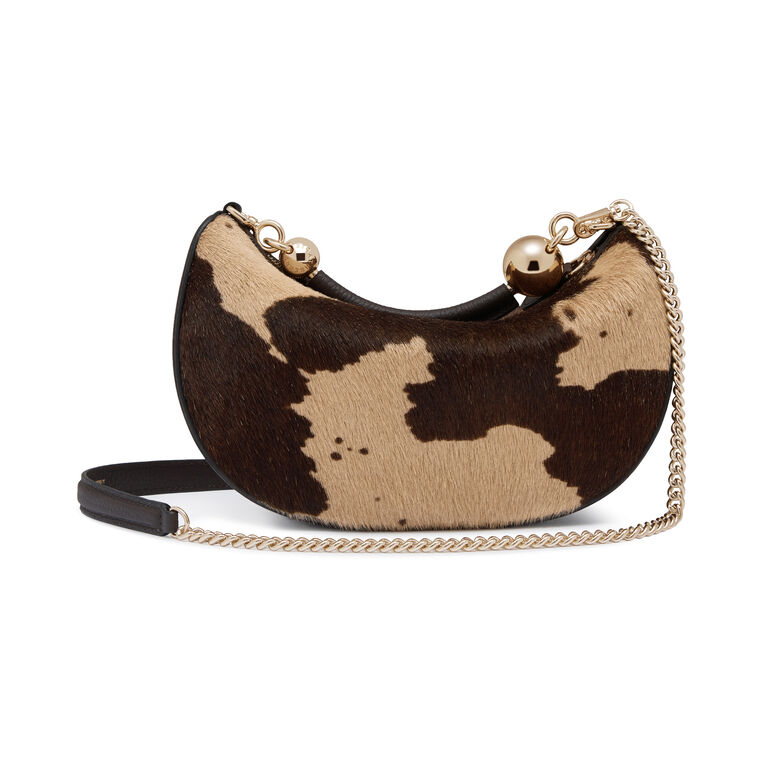 Crescent Moon Mini Pony Hair Top Handle Bag image number null