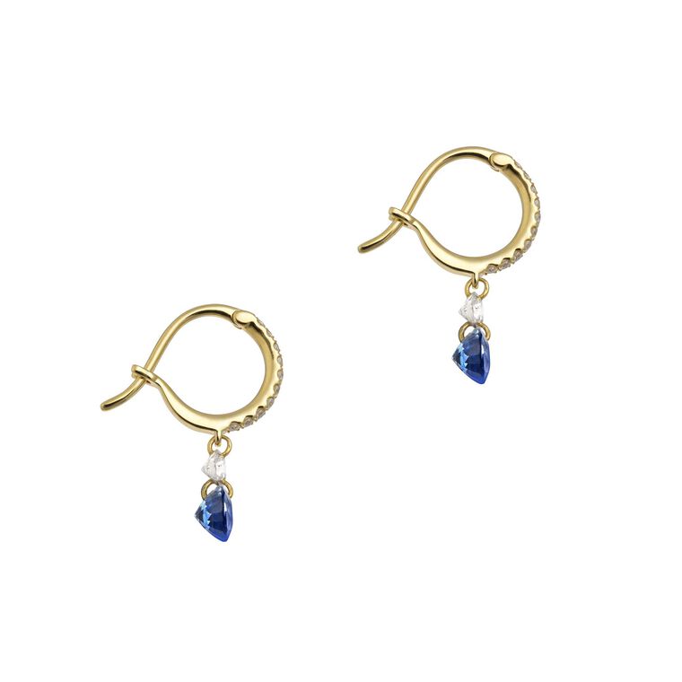 Diamond and Sapphire Drop Earrings image number null