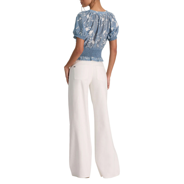 Kathryn Embroidered Short Sleeve Lace Trim Blouse image number null