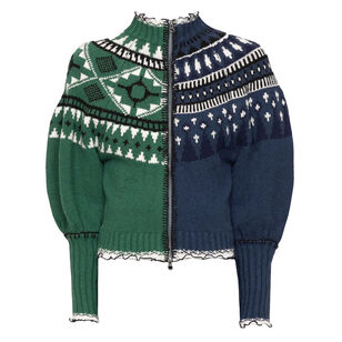 Linea Fair Isle Long Sleeve Zip Front Cardigan