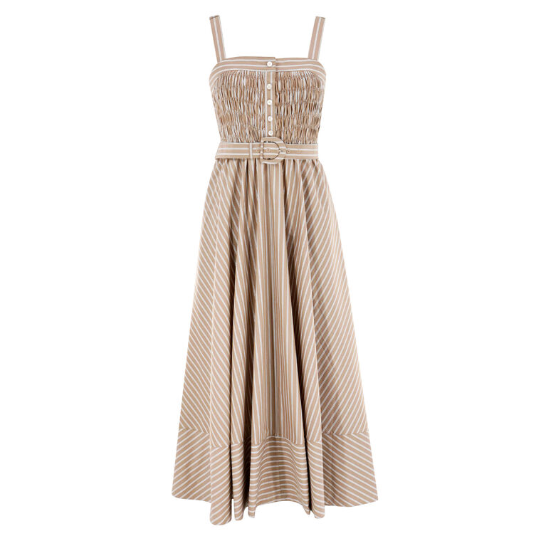 Clara Sleeveless Belted Stripe Zoie Midi Dress image number null