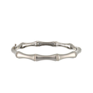 Matte Sterling Bamboo Diamond Bangle