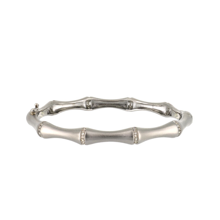 Matte Sterling Bamboo Diamond Bangle image number null