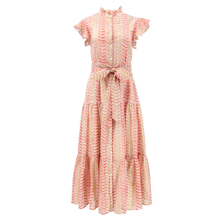 Ruffle Collar Button Maxi Dress image number null