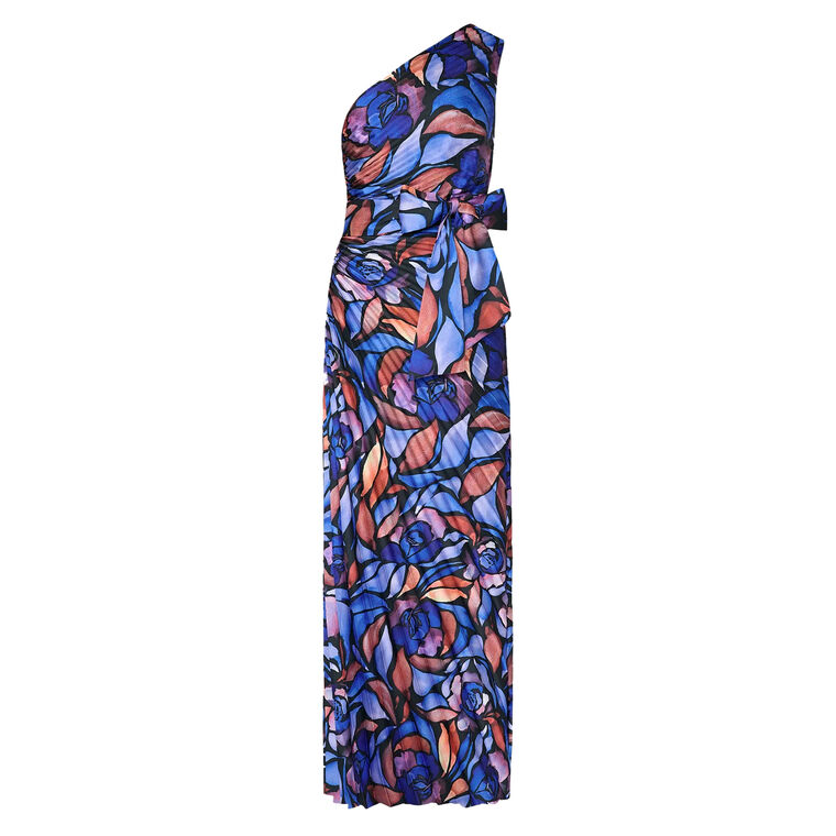 milly satin dress Lily Floral Satin Dress in Yellow Multi