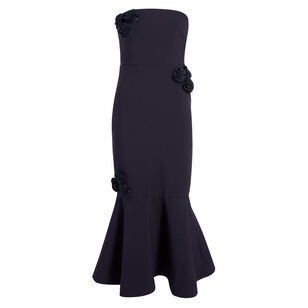 Ilene Strapless Floral Applique Midi Dress