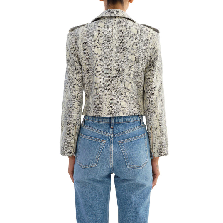 Denalda Cropped Leather Biker Jacket image number null