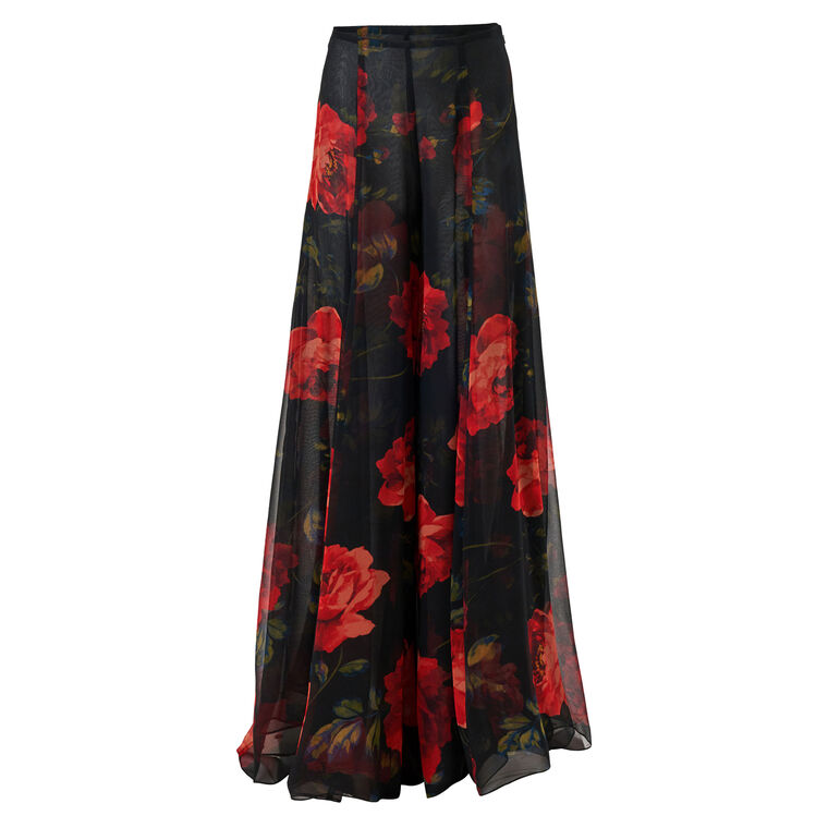 Rose-Print Extra-Wide-Leg Iris Pants image number null