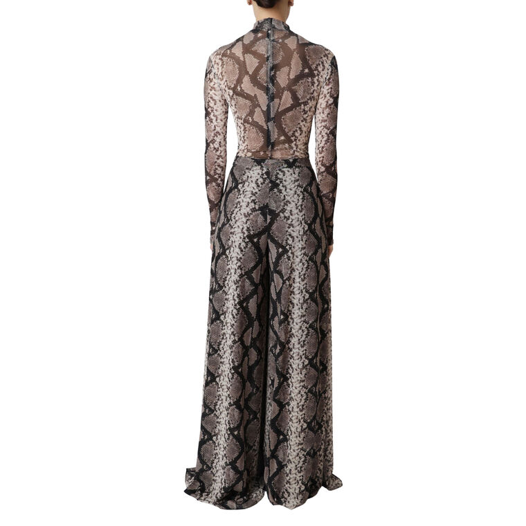 Printed Mesh Wide Leg Pant image number null