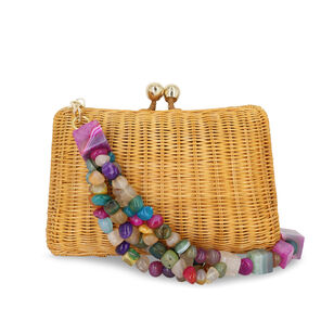 Charlotte Wicker Clutch With Stones
