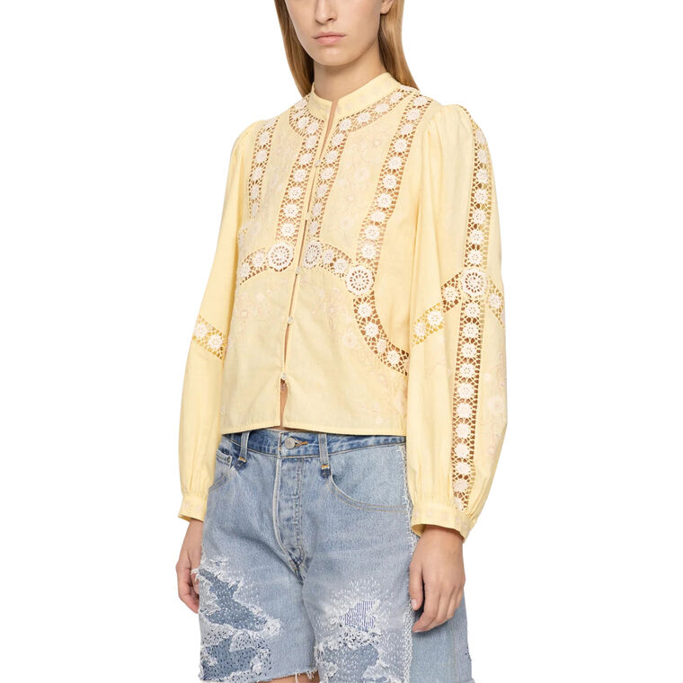 Vesna Puff-Sleeve Embroidery Blouse image number null