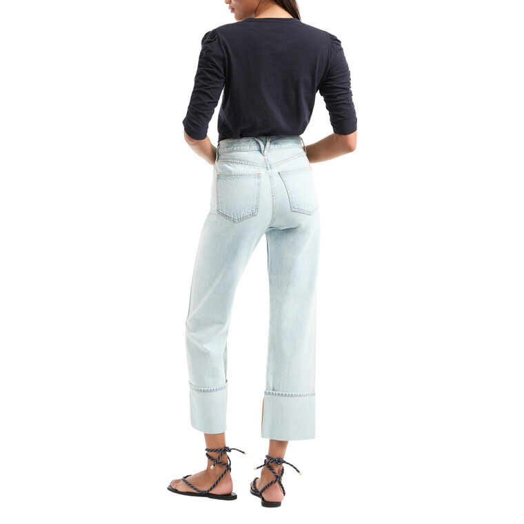 Waldorf Ruched-Sleeve Crew-Neck Tee image number null