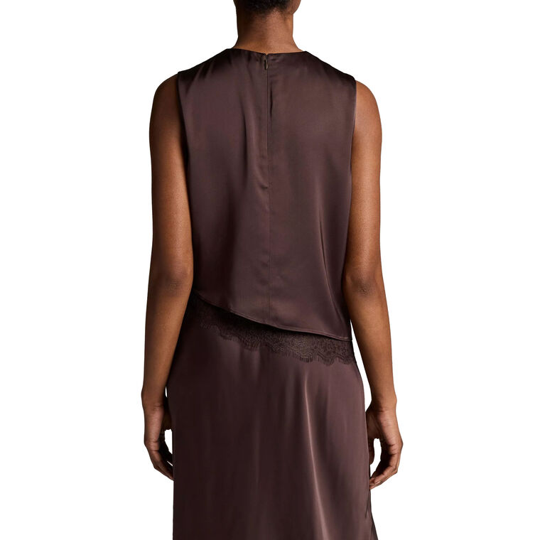 Asymmetric Hem Shell Top With Lace image number null