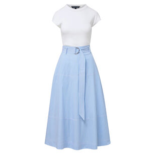 Belmar Short Sleeve Mixed-Media Midi Dress