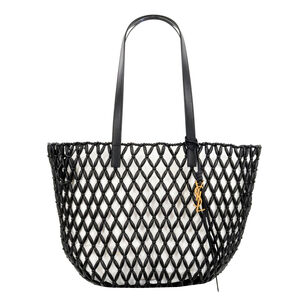 Medium Panier Cabas Tote Bag In Wood Beads