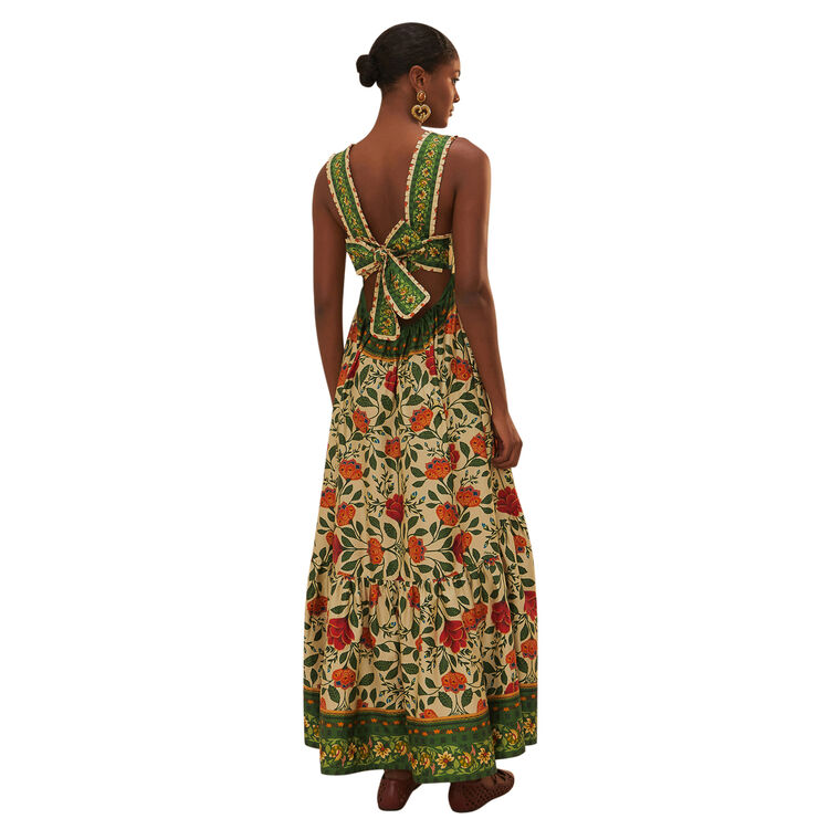 Garden Tapestry Back Bow Maxi Dress image number null