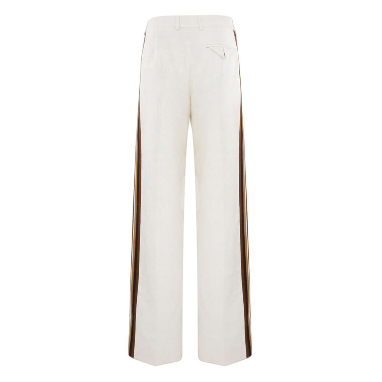 Textured Viscose Sport Stripe Straight Leg Trousers image number null