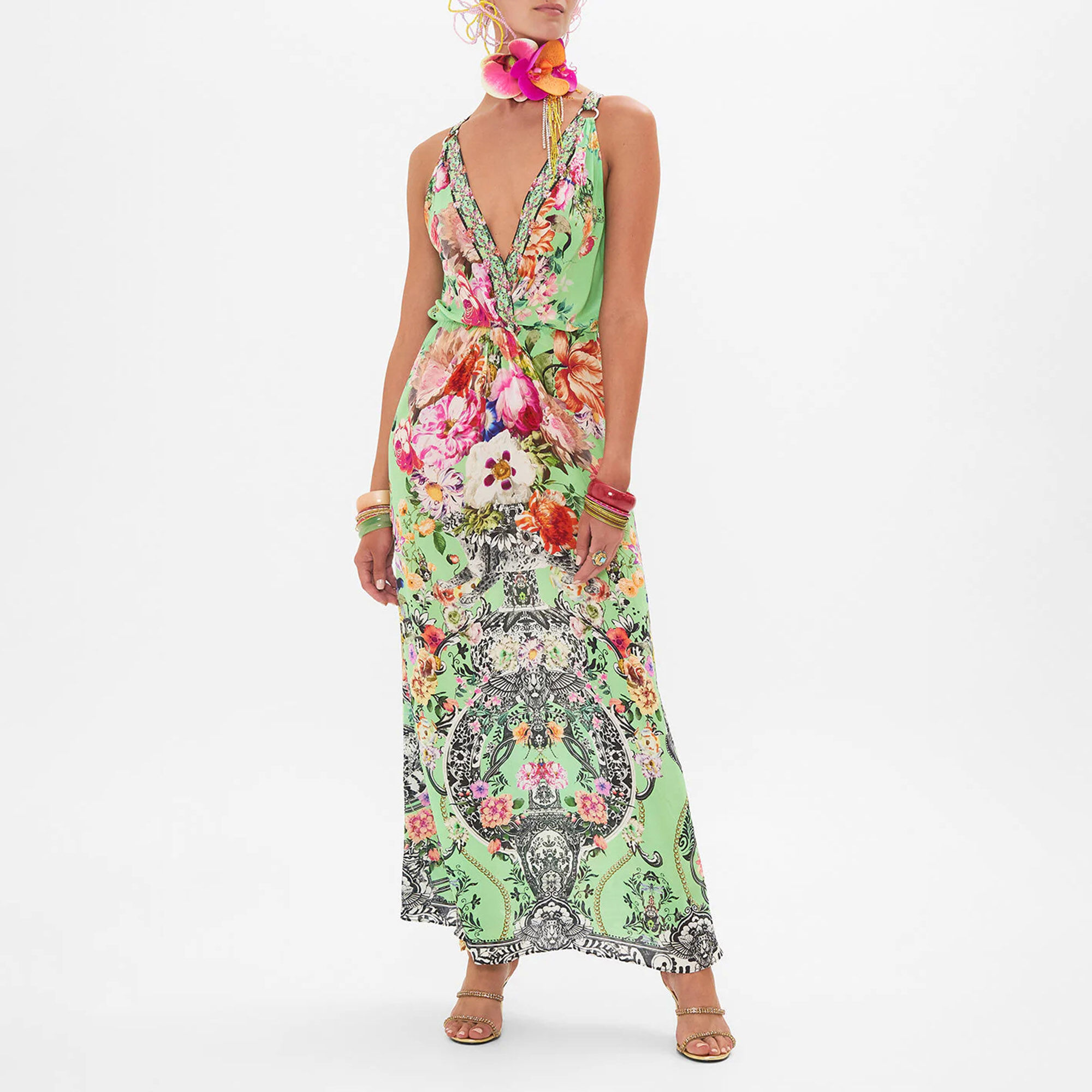 ワンピース THEREDTHREAD S oval pleats dress THEREDTHREAD】S cutting lace dress